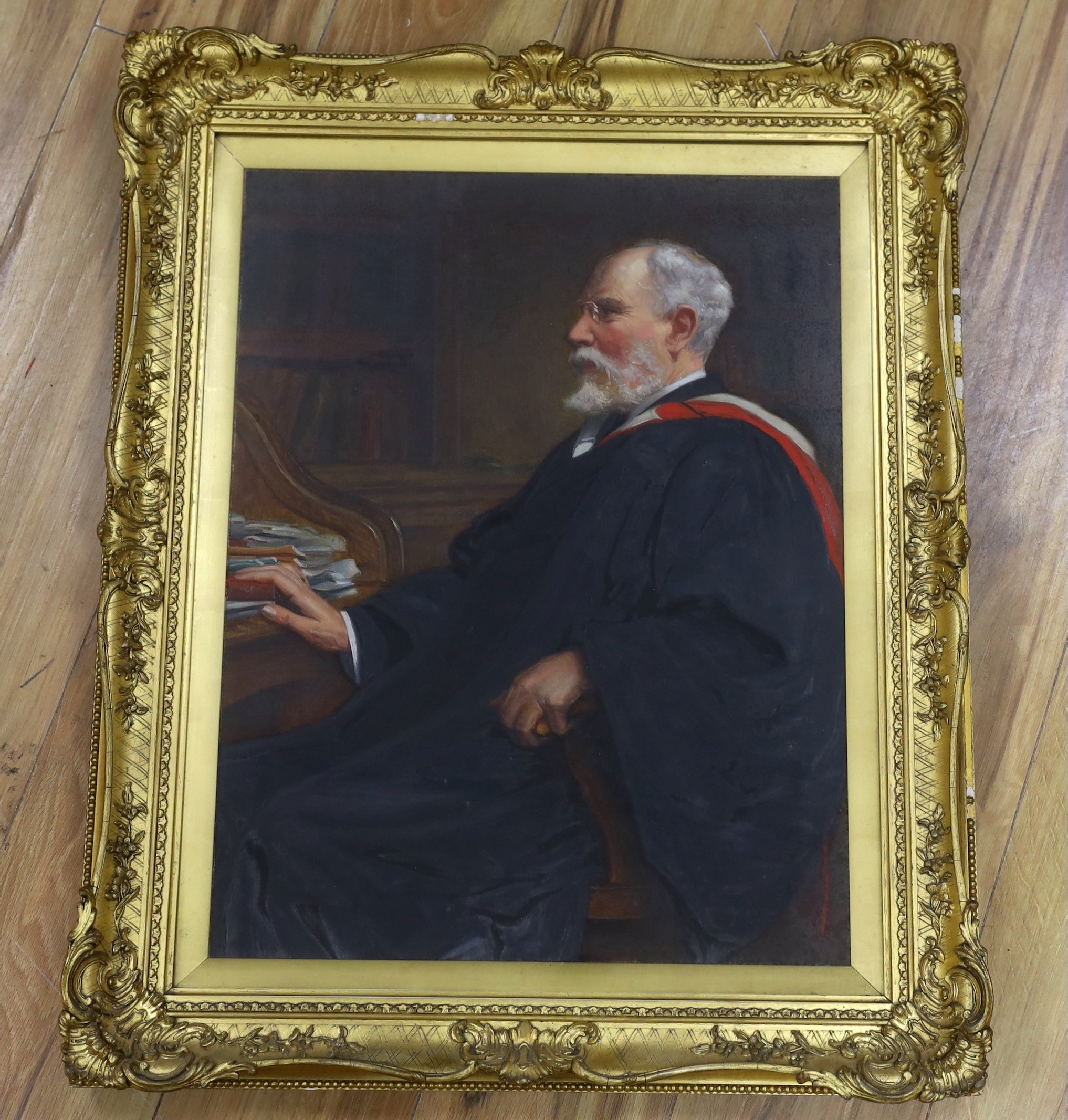 Charles Ernest Butler (1864-1933), oil on canvas, Portrait of an academic at a desk, signed, 54 x 41cm, ornate gilt framed